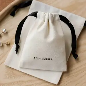 Nicro New Arrival Custom Printed Cotton Canvas Material Cosmetic Storage Pouch Bag with Drawstring Small Gift Jewelry Container