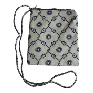 Patterned Linen Neck Pouches Essentials Bags with Zipper