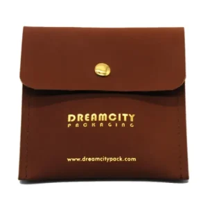 Personalised Matt Leather Jewelry Bag with Snap Button and Hot-stamping Foil Logo