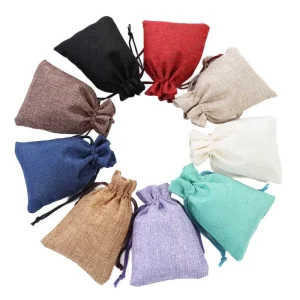 Personalized Jute Drawstring Wedding Gift Candy Packaging Bag Customized Logo Burlap Perfume Cosmetic Storage Jute Pouch