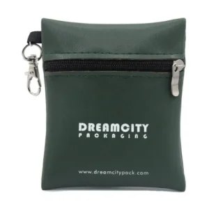 Personalized Soft Leather Zipper Pouch Makeup Bag Coin Purse with Keychain Hook