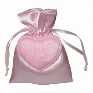 Satin Wedding Favor Bags with Love Heart and Logo