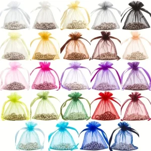 RTS Solid Color Organza Drawstring Bags for Jewelry Accessories for Christmas Gift Packaging-Wholesale Organza Packaging Materials
