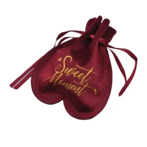 Super Soft Wedding Favor Bag Heart Shaped Silk Velvet Pouch