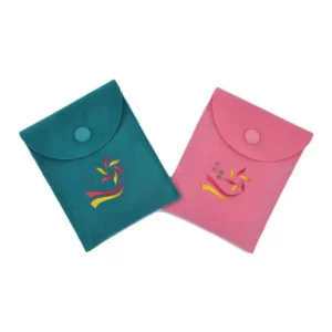 Velvet Jewelry Pouches with Snap Button and Custom Logo