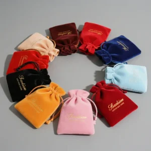 RTS Wholesale Custom Printing Jewellery Velvet Drawstring Pouch Custom Velvet Gift Jewelry Bag with logo